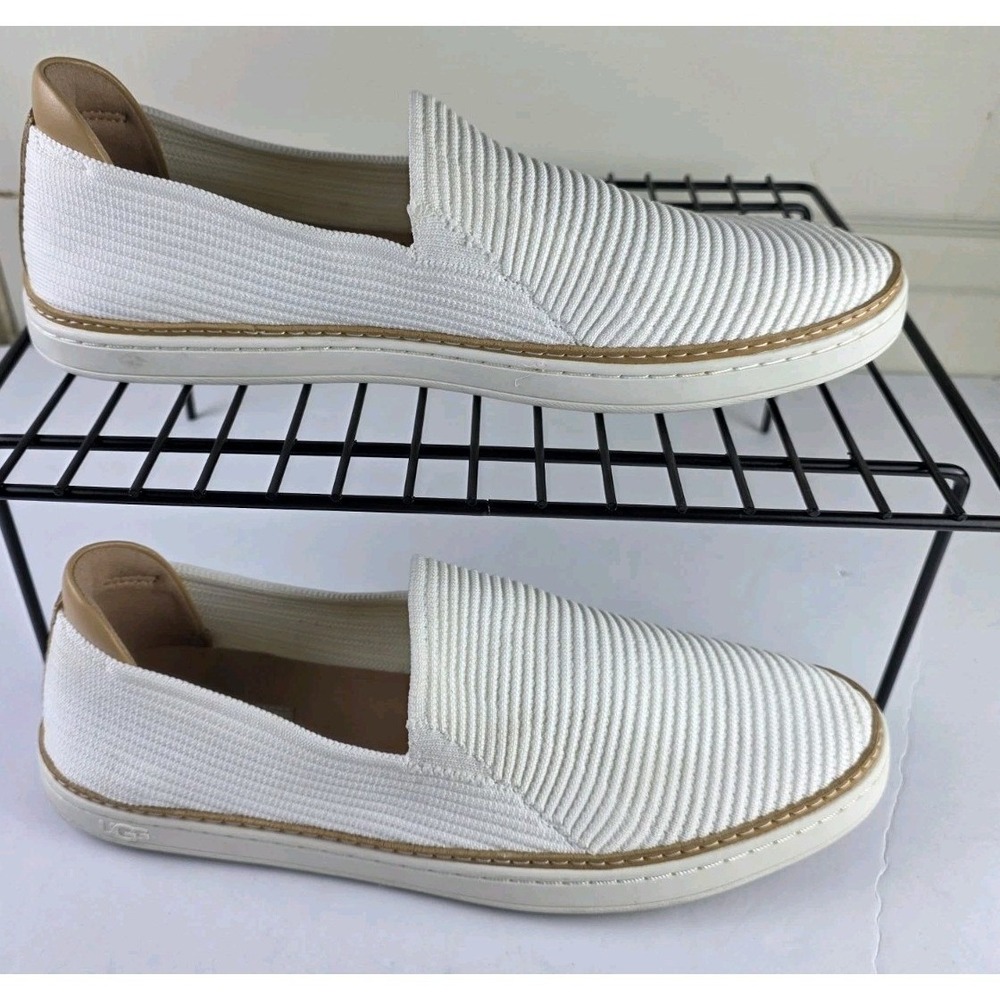 UGG Sammy Rib Knit Slip On Sneakers White 1112259 Women 9.5 Loafers - Picture 5 of 12